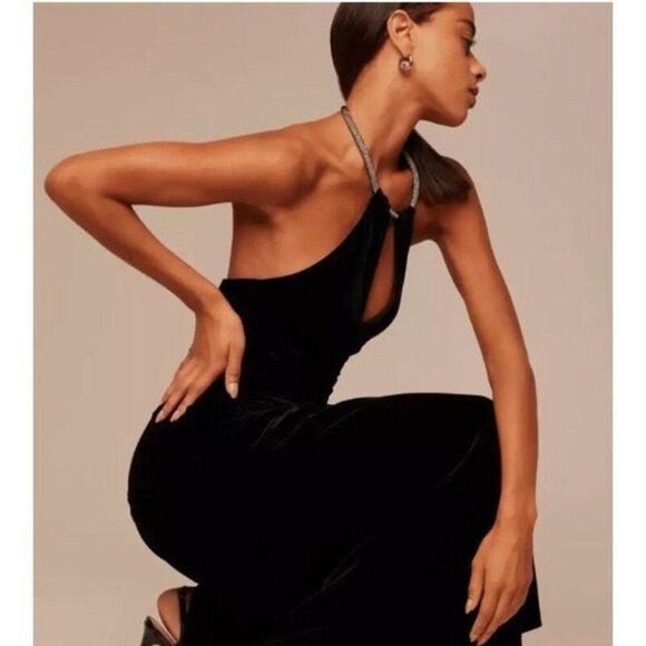 Veronica Beard Josette Velvet Chain Halter Maxi Gown Dress Sz 8 NWt 798 - Picture 1 of 12